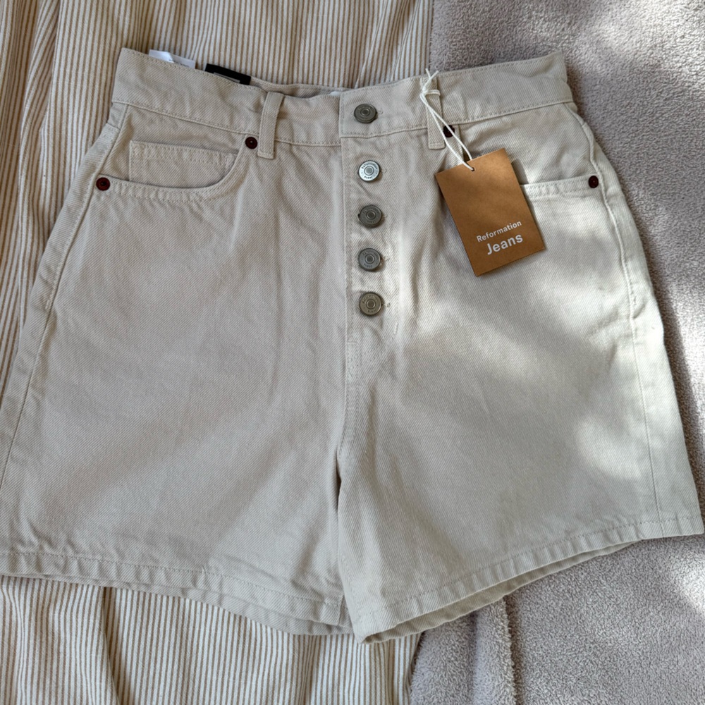 Reformation Amy Button Fly High Rise Jean Shorts